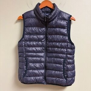 Uniqlo Womens Down Feather Puffer Zip Up Vest Size *L / M Polka Dot Lightweight